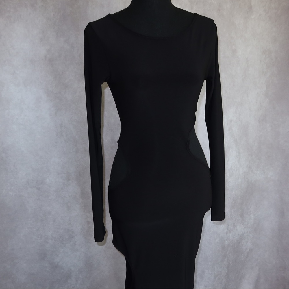 Black cutout midi dress